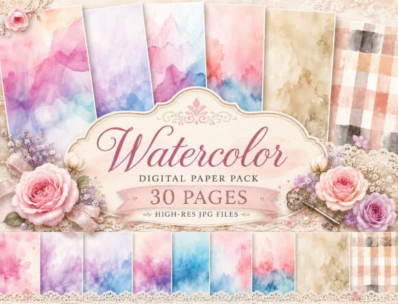 Download Watercolor Pastel Digital Paper - Color Collection