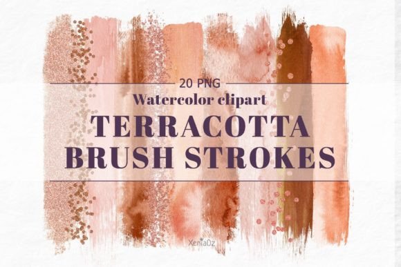 Download Terracotta Watercolor Brush Strokes - Color Collection
