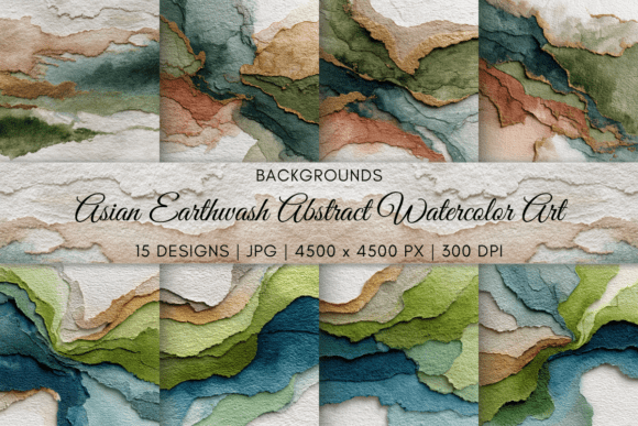 Download Asian Earthwash Abstract Watercolor Art - Color Collection