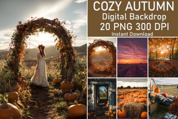 Download Cozy Autumn Rustic Digital Backdrops - Premium Bundle