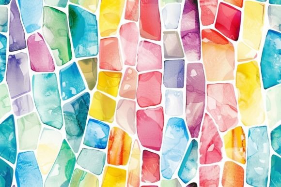 Download Colorful Mosaic of Watercolor Stains - Color Collection