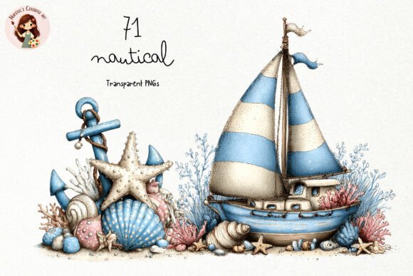 Download Watercolor Nautical PNG Clipart Set - Color Collection