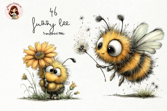 Download Whimsical Fuzzy Bee PNG Clipart Bundle - Whimsical Collection