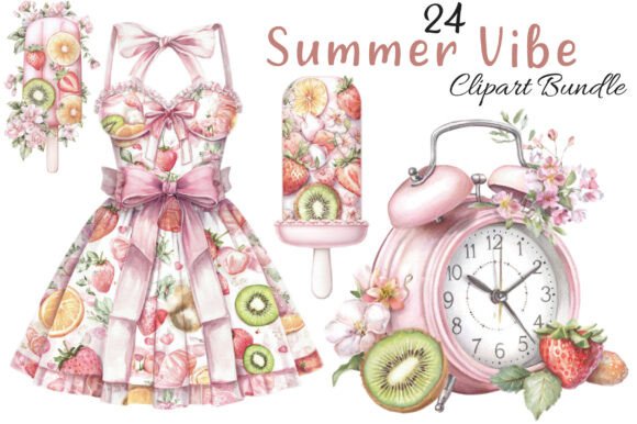 Download Watercolor Summer Vibe Clipart - Color Collection