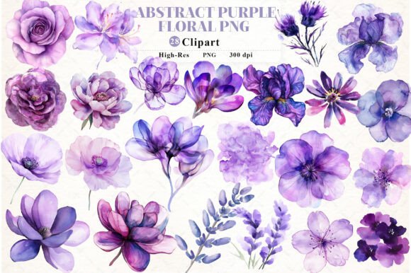 Download Abstract Purple Watercolor Floral Clipar - Color Collection