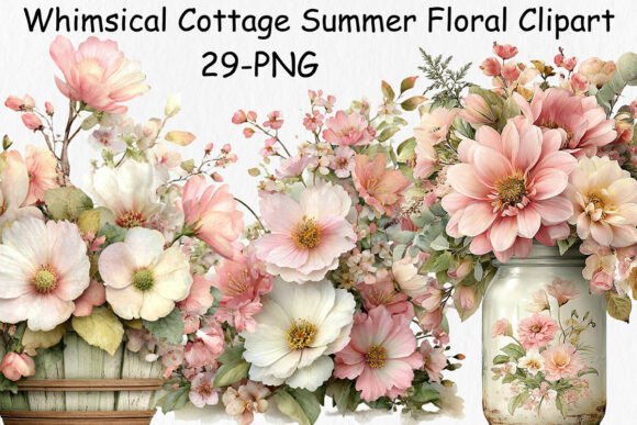 Download Whimsical Cottage Summer Floral Clipart - Whimsical Collection