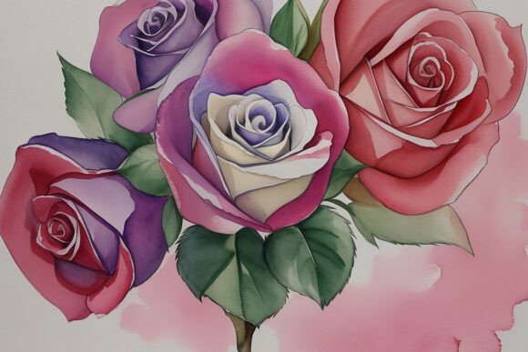 Download Watercolor Rose Digital Paper Background - Color Collection