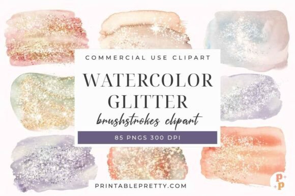 Download Watercolor Glitter Brush Strokes PNG - Color Collection