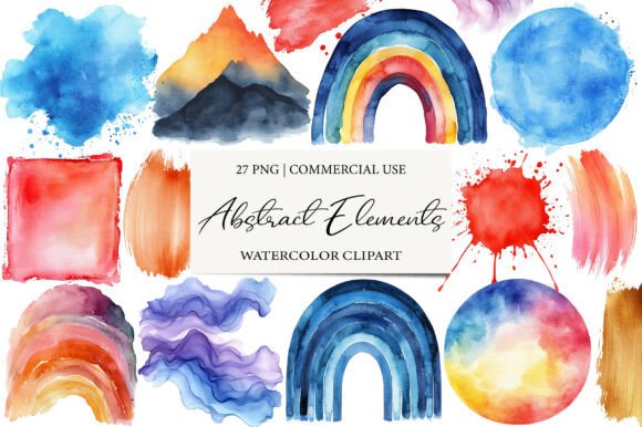 Download Watercolor Abstract Elements Clipart - Color Collection