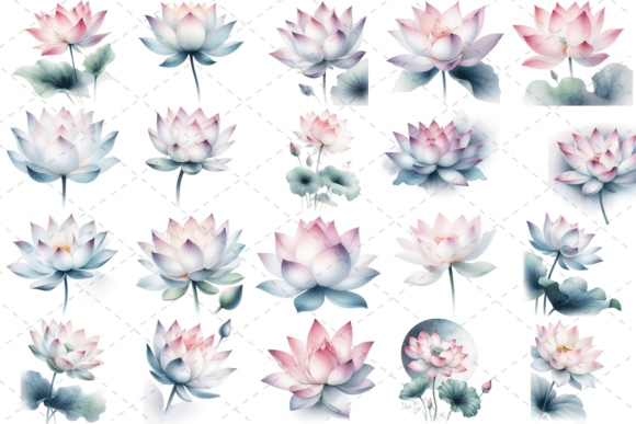 Download Lotus Elegance Watercolor Bloom Bundle - Color Collection