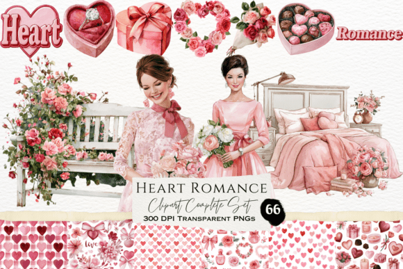 Download Heart Romance Watercolor Clipart Set - Color Collection