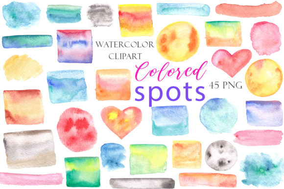 Download Colored Watercolor Stains - Color Collection