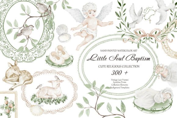 Download Hand Painted Baptism Watercolor Set - Color Collection