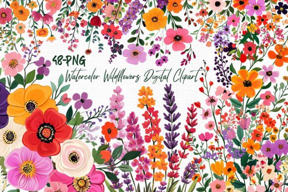 Download Watercolor Wildflowers Digital Clipart - Color Collection