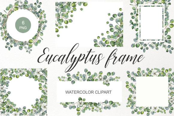 Download Watercolor Eucalyptus Frame Clipart PNG - Color Collection