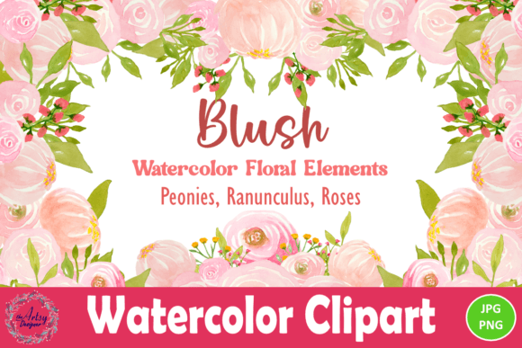 Download Blush Watercolor Floral Elements Clipart - Color Collection