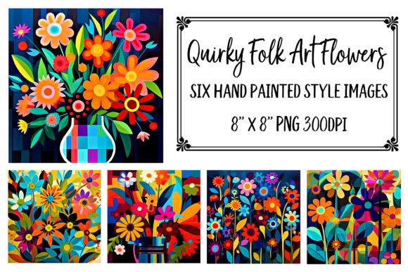 Download Whimsical Hand Painted Folk Art Flowers - Whimsical Collection