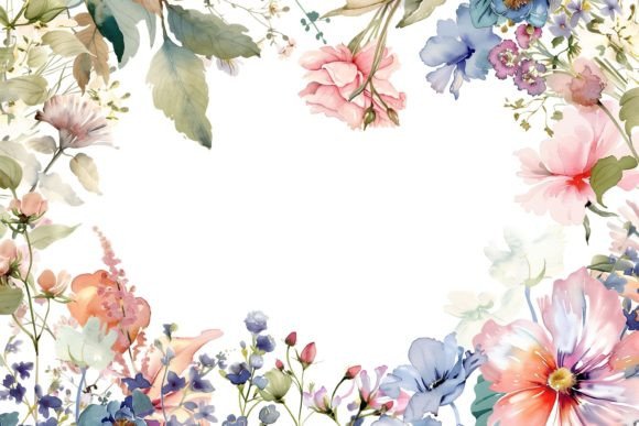 Download Watercolor Floral Wedding Frame - Color Collection