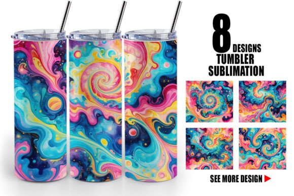 Download Tumbler Abstract Watercolor Swirl - Color Collection
