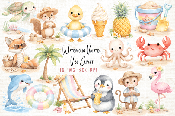 Download Watercolor Vacation Vibe Clipart PNG - Color Collection