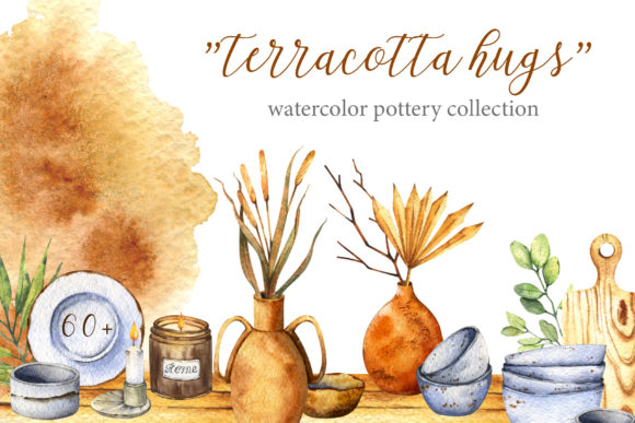 Download "Terracotta Hugs" Watercolor Pottery Set - Color Collection
