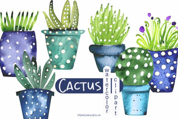 Download Watercolor Cactus Clipart - Color Collection