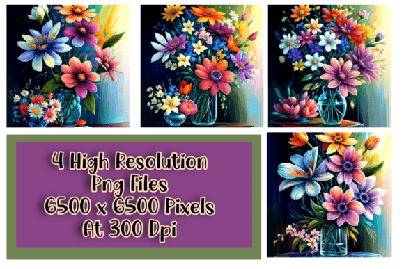 Download Whimsical Flowers in Vase Set of 4 - Whimsical Collection