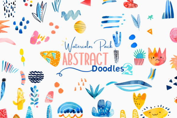 Download Abstract Watercolor Doodles Clipart 2 - Color Collection