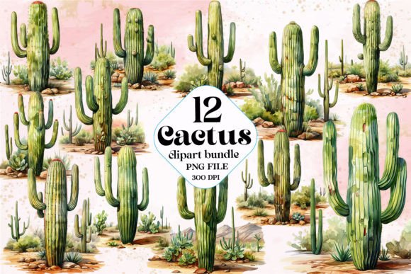 Download Boho Watercolor Cactus Clipart - Color Collection