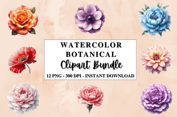 Download Watercolor Botanical Clipart Bundle - Color Collection