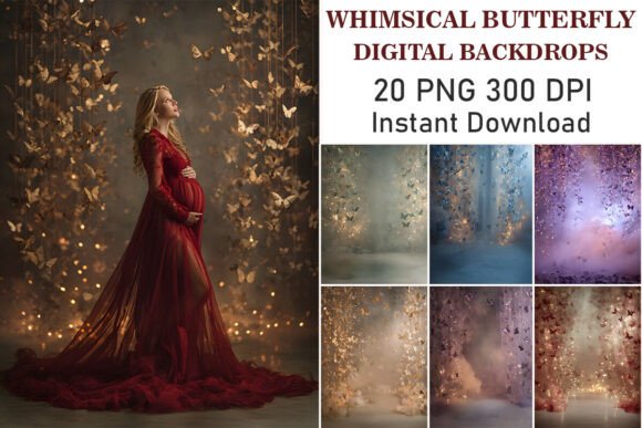 Download Whimsical Butterfly Digital Backdrops - Whimsical Collection