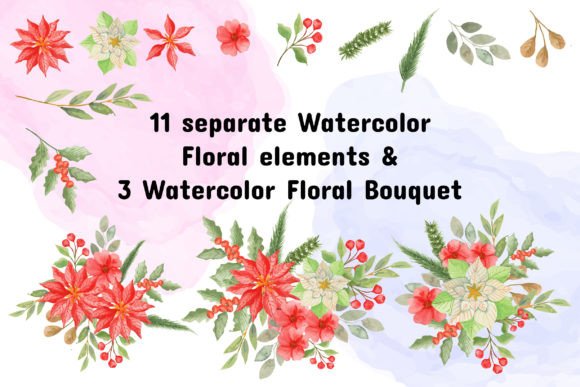Download Watercolor Floral Elements - Color Collection