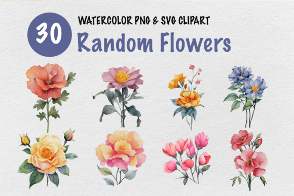 Download Random Flowers Watercolor Clipart - Color Collection
