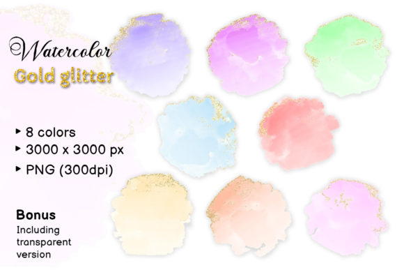 Download Watercolor Gold Glitter Splash Graphics - Color Collection