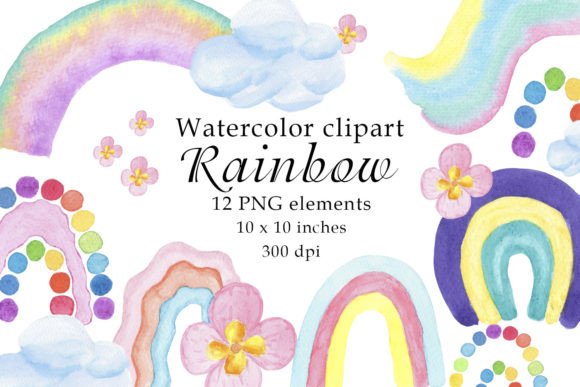 Download Watercolor Rainbow Flowers Clipart PNG - Color Collection