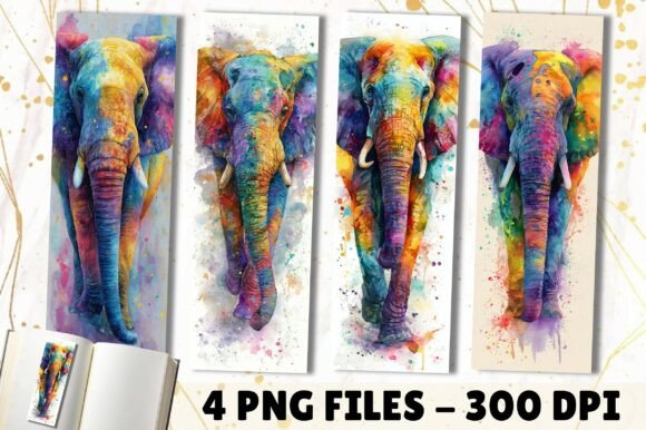 Download Watercolor Elephant Splash Art Bookmark - Color Collection