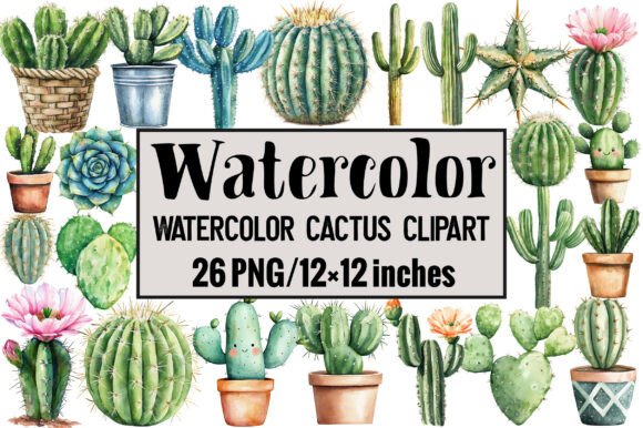 Download Watercolor Cactus Clipart - Color Collection