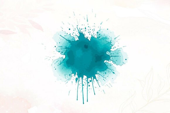 Download Turquoise Watercolor Blotch Drips - Color Collection