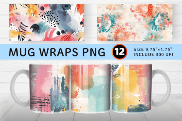 Download Abstract Watercolor Boho Mug Wrap Sublim - Color Collection