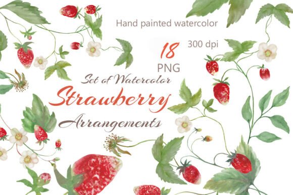 Download Hand-Painted Watercolor Strawberry Set - Color Collection