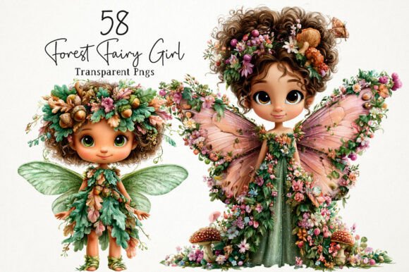 Download Whimsical Forest Fairy Girls Clipart Set - Whimsical Collection