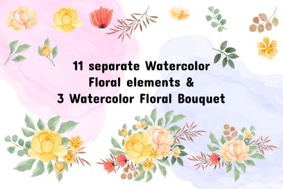 Download Watercolor Floral Elements - Color Collection