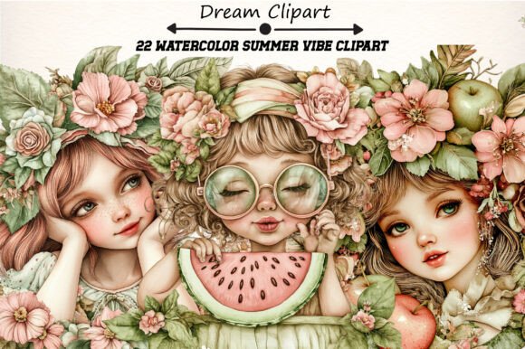Download Watercolor Summer Vibe Clipart - Color Collection