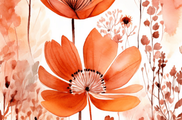 Download Warm Terracotta Floral Watercolor Collec - Color Collection