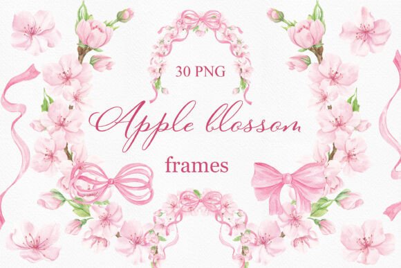 Download Watercolor Hand Painted Apple Blossoms - Color Collection