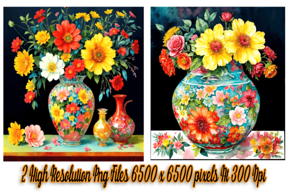 Download Watercolor Flowers in Vase Set of 2 - Color Collection