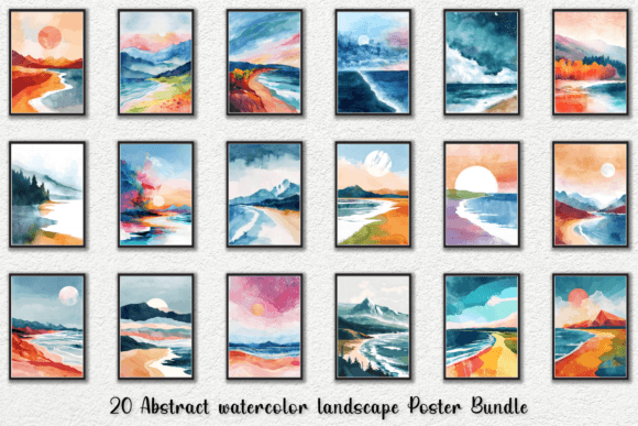 Download Abstract Watercolor Landscape Poster Set - Color Collection